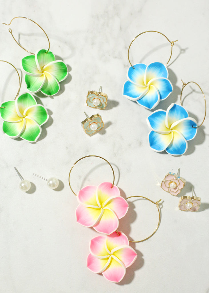 3 Pair Hawaiian Flower Earrings  JEWELRY - Shop Miss A