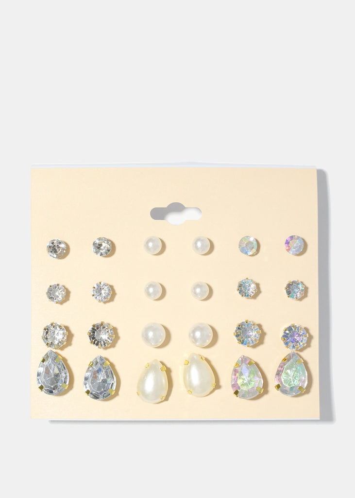 12 Pair Studs and Pearl Earrings Style 3 JEWELRY - Shop Miss A
