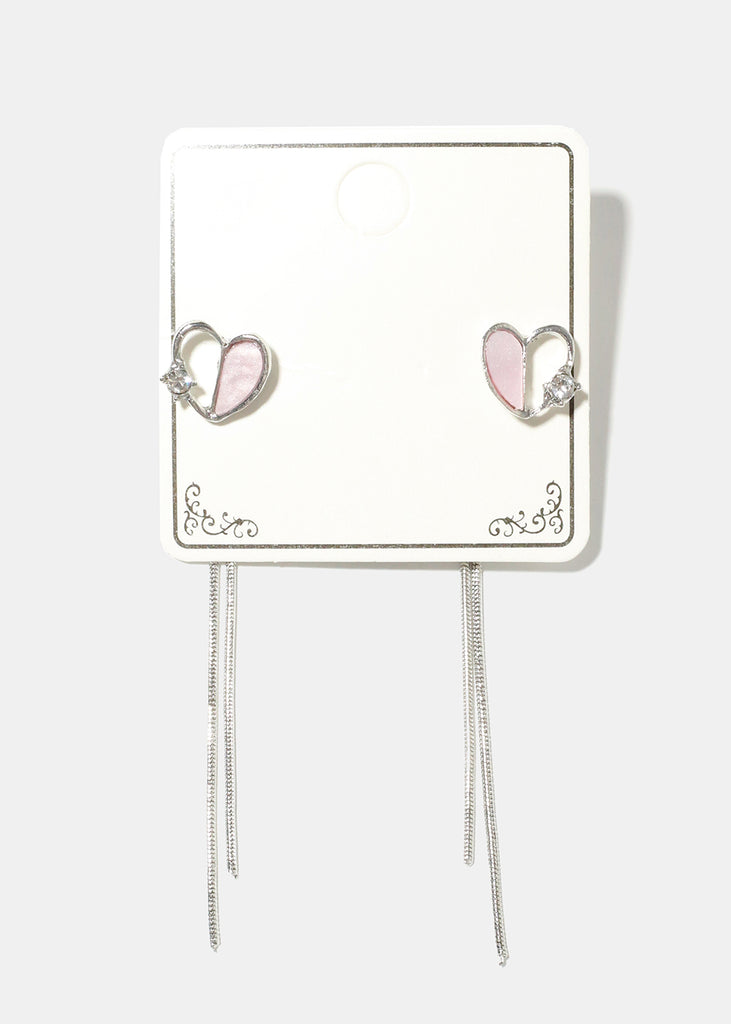 Heart Dangle Earrings S. Pink JEWELRY - Shop Miss A