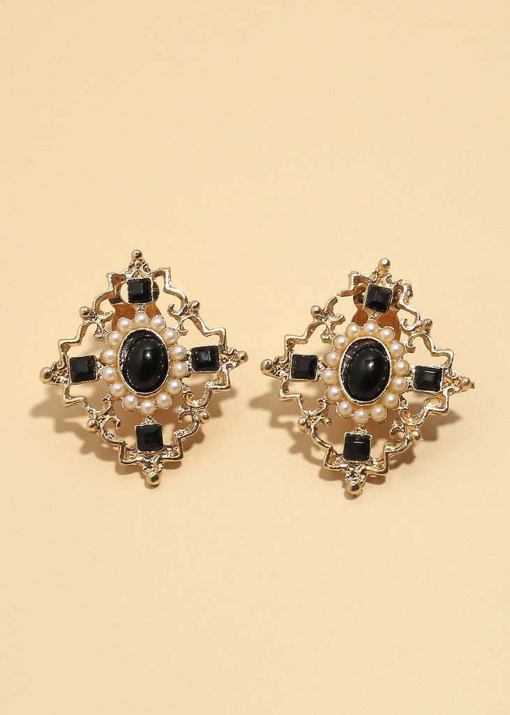 "Midnight Pearl" Clip Earrings Gold JEWELRY - Shop Miss A
