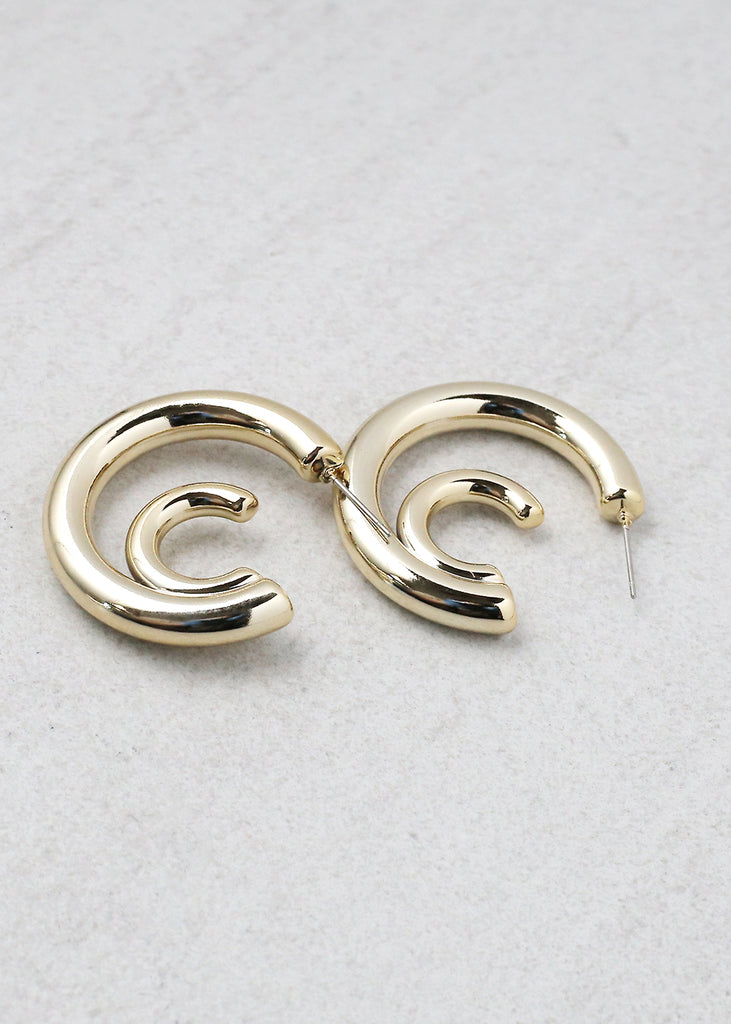 Double Crescent Hoop Earring Gold JEWELRY - Shop Miss A
