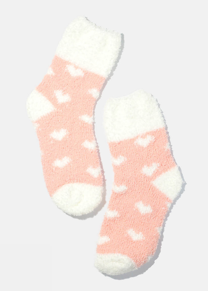 Miss A Fuzzy Socks - Hearts Pink ACCESSORIES - Shop Miss A
