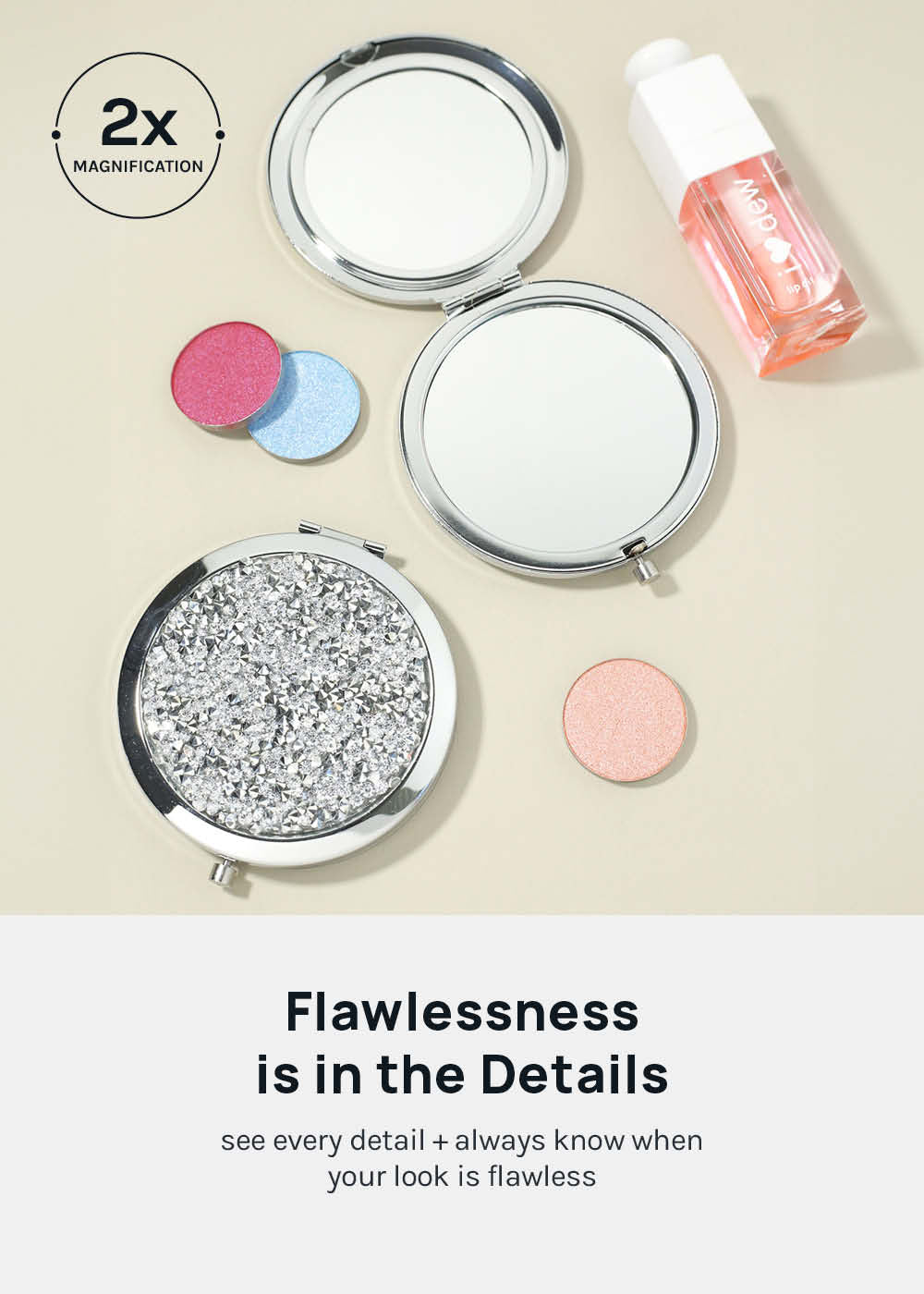 AOA A+ Magnifying Double-Sided Compact Mirror - Glitter – Shop Miss A