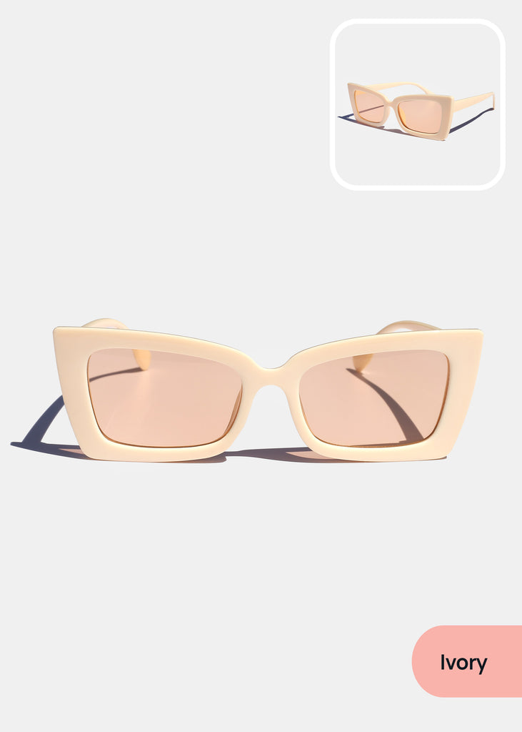 Chic Rectangular Sunglasses Ivory ACCESSORIES - Shop Miss A