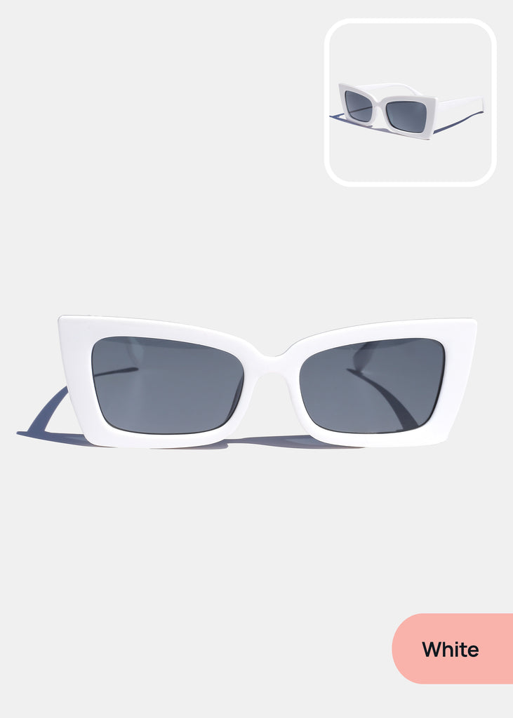 Chic Rectangular Sunglasses White ACCESSORIES - Shop Miss A