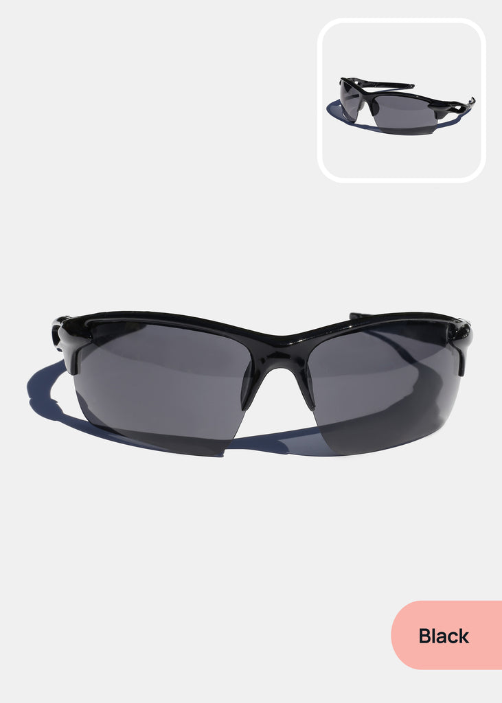 Sporty Semi-Rimless Glasses Black ACCESSORIES - Shop Miss A