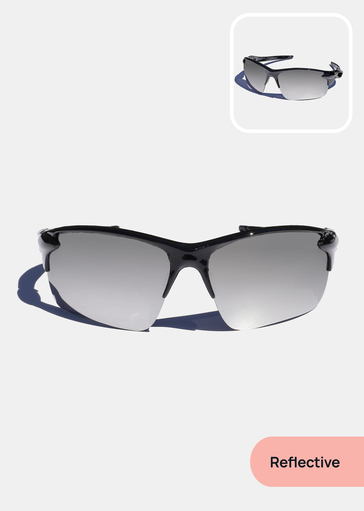 Sporty Semi-Rimless Glasses Reflective ACCESSORIES - Shop Miss A