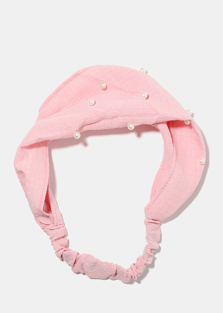 Scrunchie Headband with Pearl Beads Pink HAIR - Shop Miss A