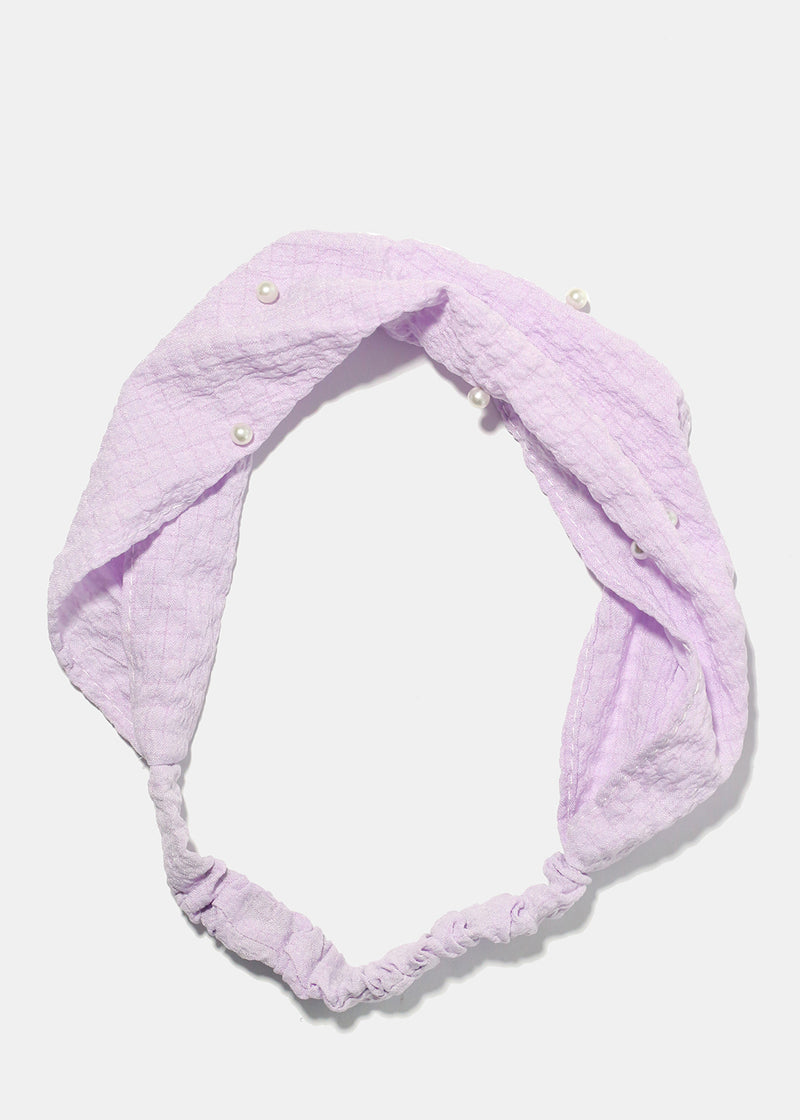 Scrunchie Headband with Pearl Beads Purple HAIR - Shop Miss A