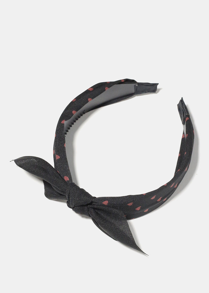 Flower Print Headband with Bow Black HAIR - Shop Miss A