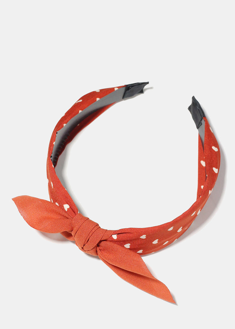 Flower Print Headband with Bow Red HAIR - Shop Miss A