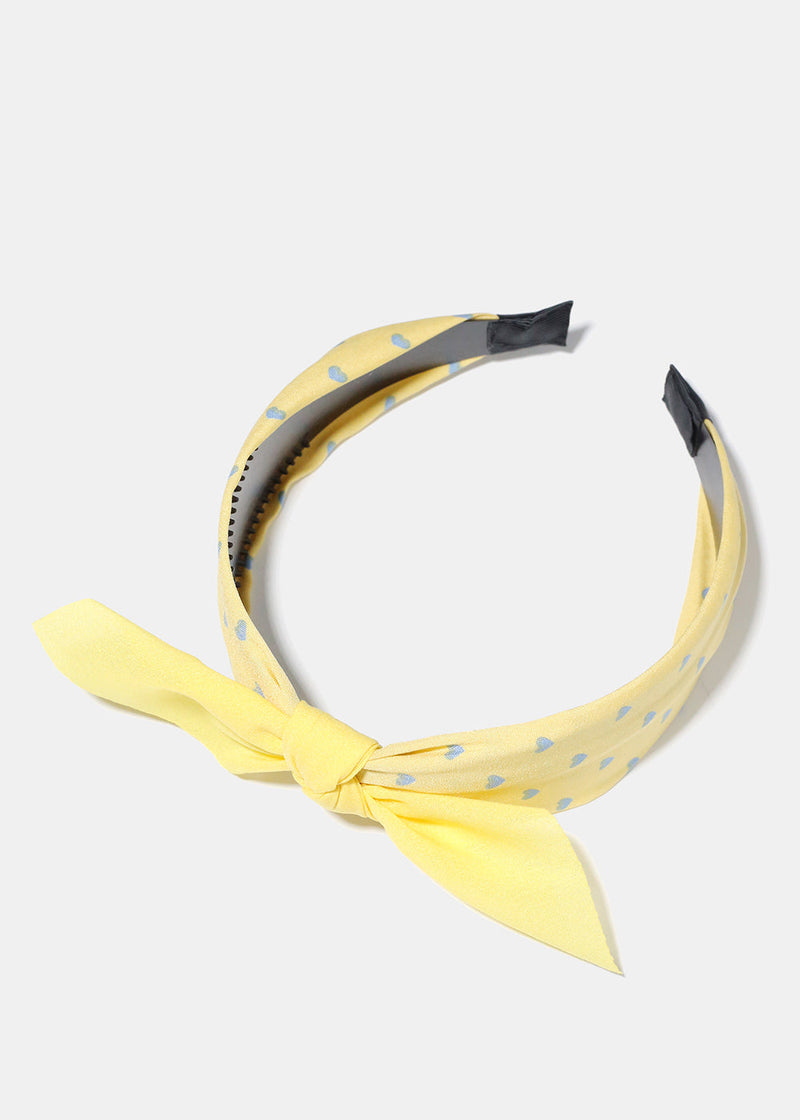Flower Print Headband with Bow Yellow HAIR - Shop Miss A