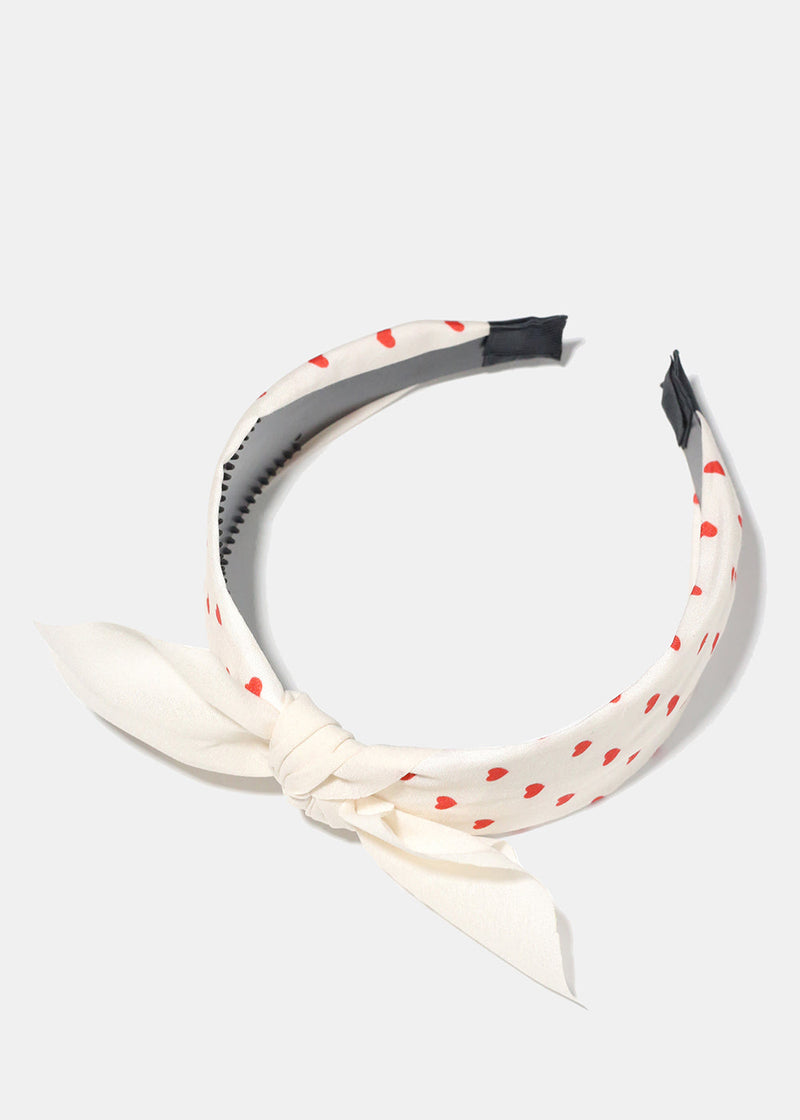 Flower Print Headband with Bow Cream HAIR - Shop Miss A