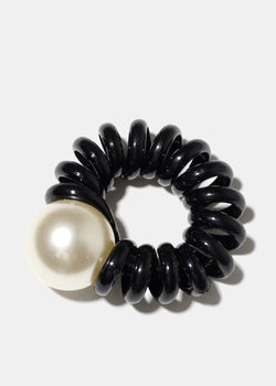Spiral Hair Tie with Pearl Black HAIR - Shop Miss A
