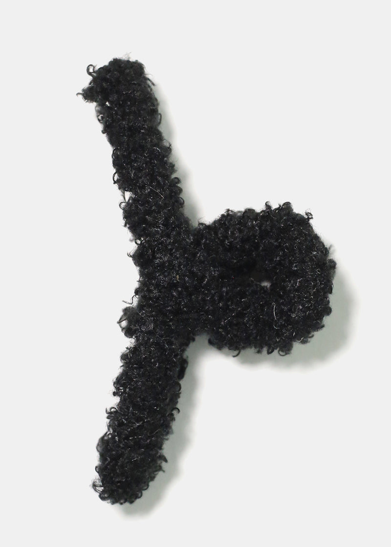 Sherpa Fuzzy Claw Clip Black HAIR - Shop Miss A