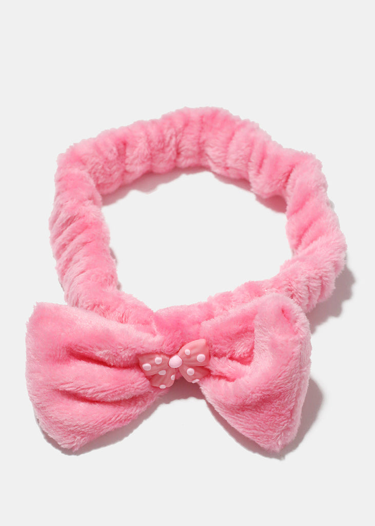 Polka Dot Bow Spa Headband Pink HAIR - Shop Miss A
