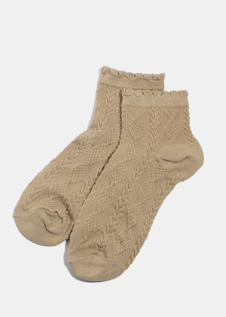 Miss A Knitted Ankle Length Premium Socks Coffee ACCESSORIES - Shop Miss A