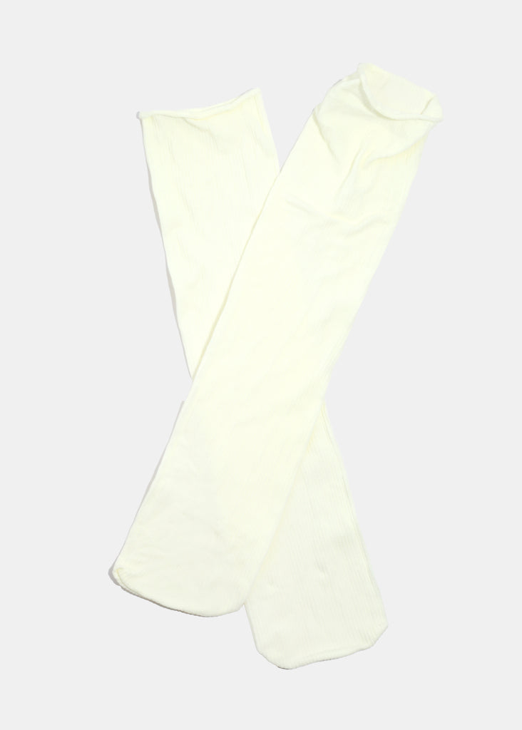 Miss A Ribbed Crew Length Premium Socks Cream ACCESSORIES - Shop Miss A