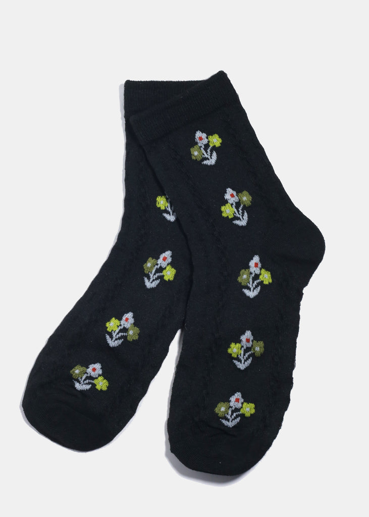 Miss A Crew Length Premium Socks Flowers ACCESSORIES - Shop Miss A