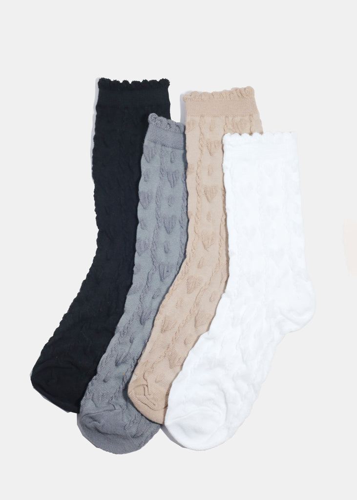 Miss A Knitted Heart Crew Length Premium Socks ACCESSORIES - Shop Miss A