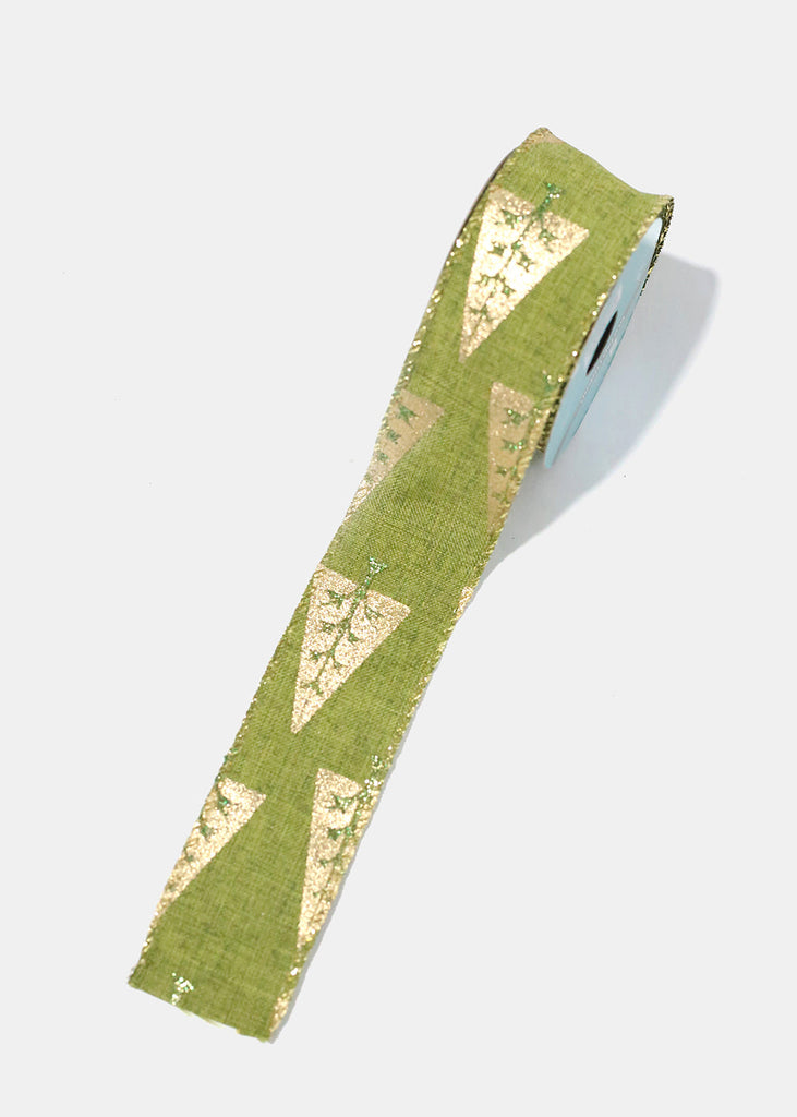 Glittery Gift Wrapping Ribbons Green w/ Trees LIFE - Shop Miss A