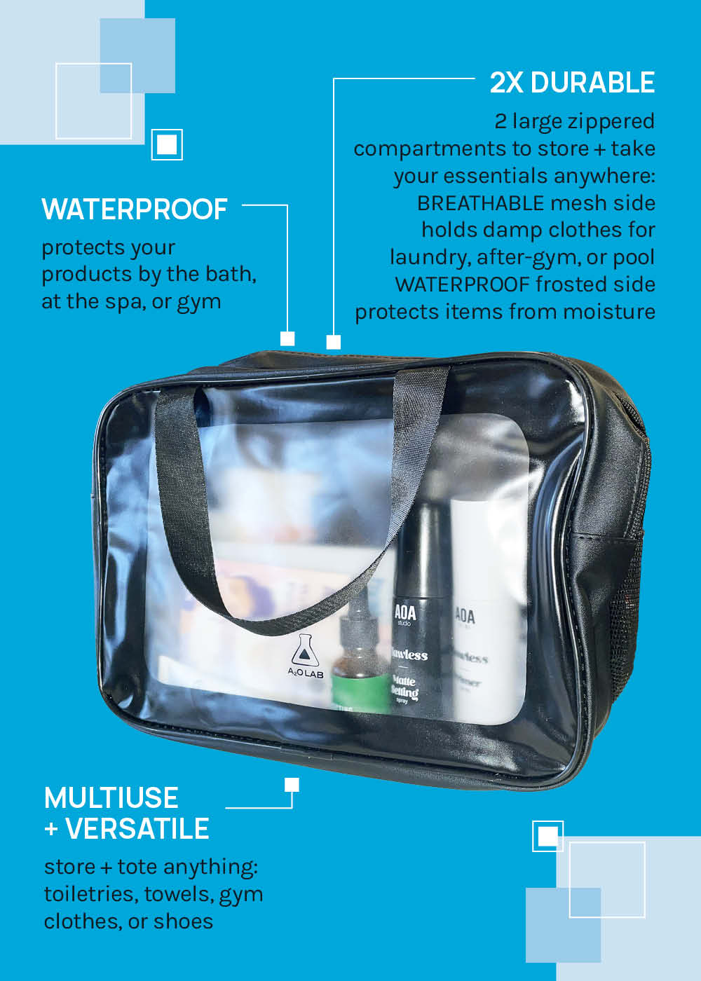a2o Lab Large Travel Makeup Bag – Shop Miss A