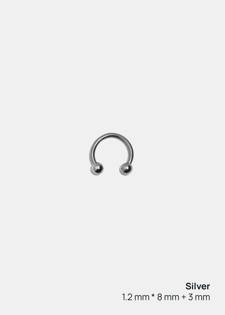 Miss A Body Jewelry - Horseshoe Hoop Earring Silver (1.2 mm * 8 mm + 3 mm) JEWELRY - Shop Miss A