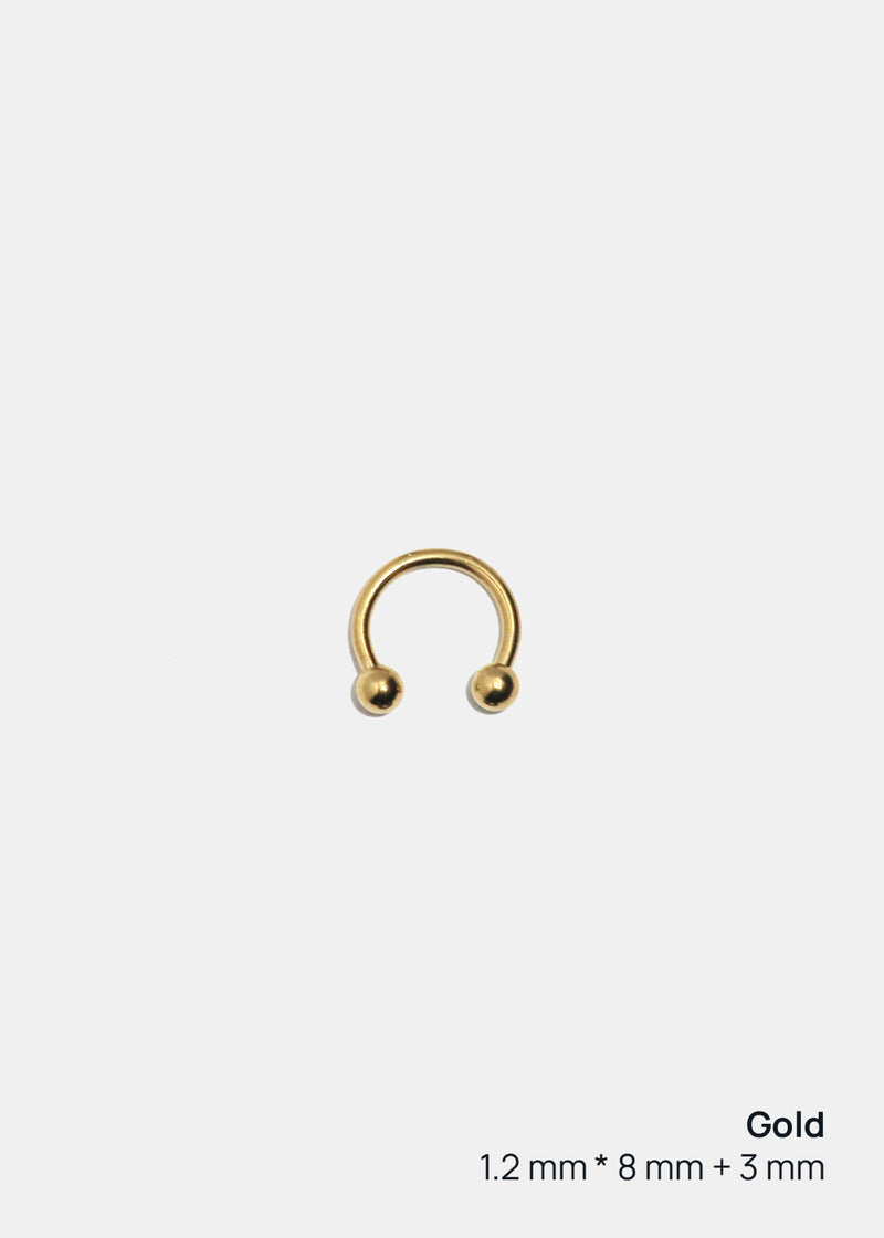 Miss A Body Jewelry - Horseshoe Hoop Earring Gold (1.2 mm * 8 mm + 3 mm) JEWELRY - Shop Miss A
