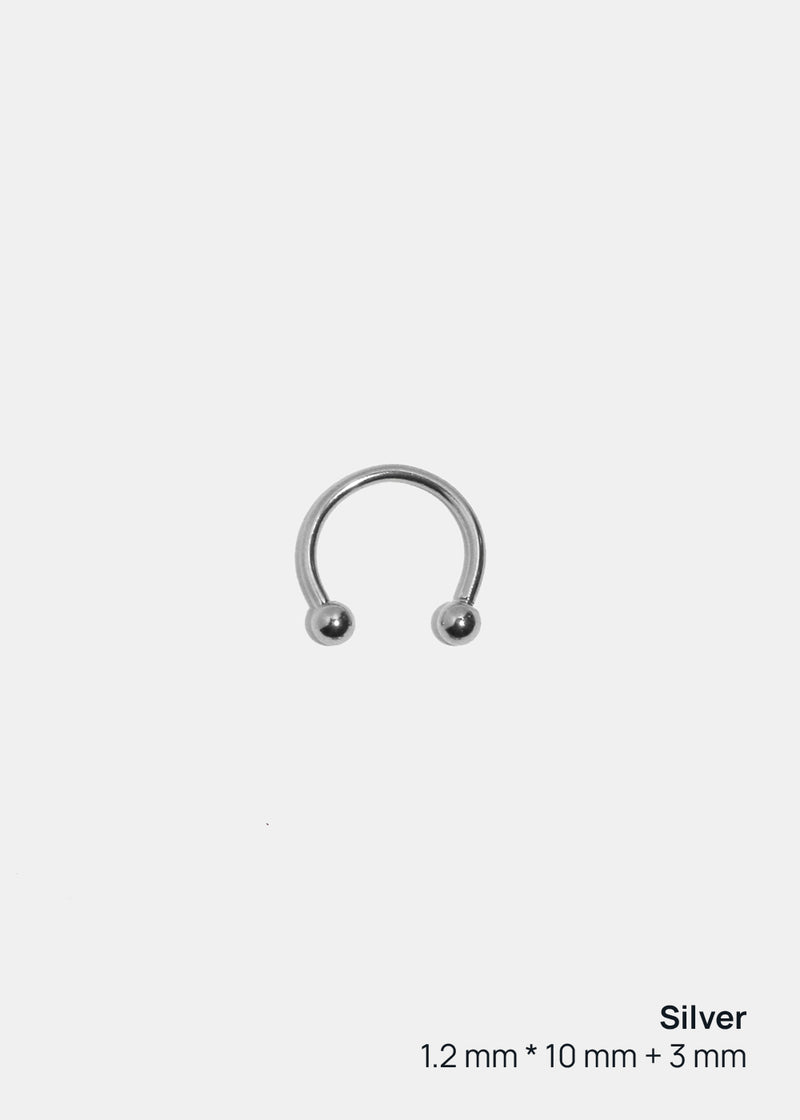 Miss A Body Jewelry - Horseshoe Hoop Earring Silver (1.2 mm * 10 mm + 3 mm) JEWELRY - Shop Miss A