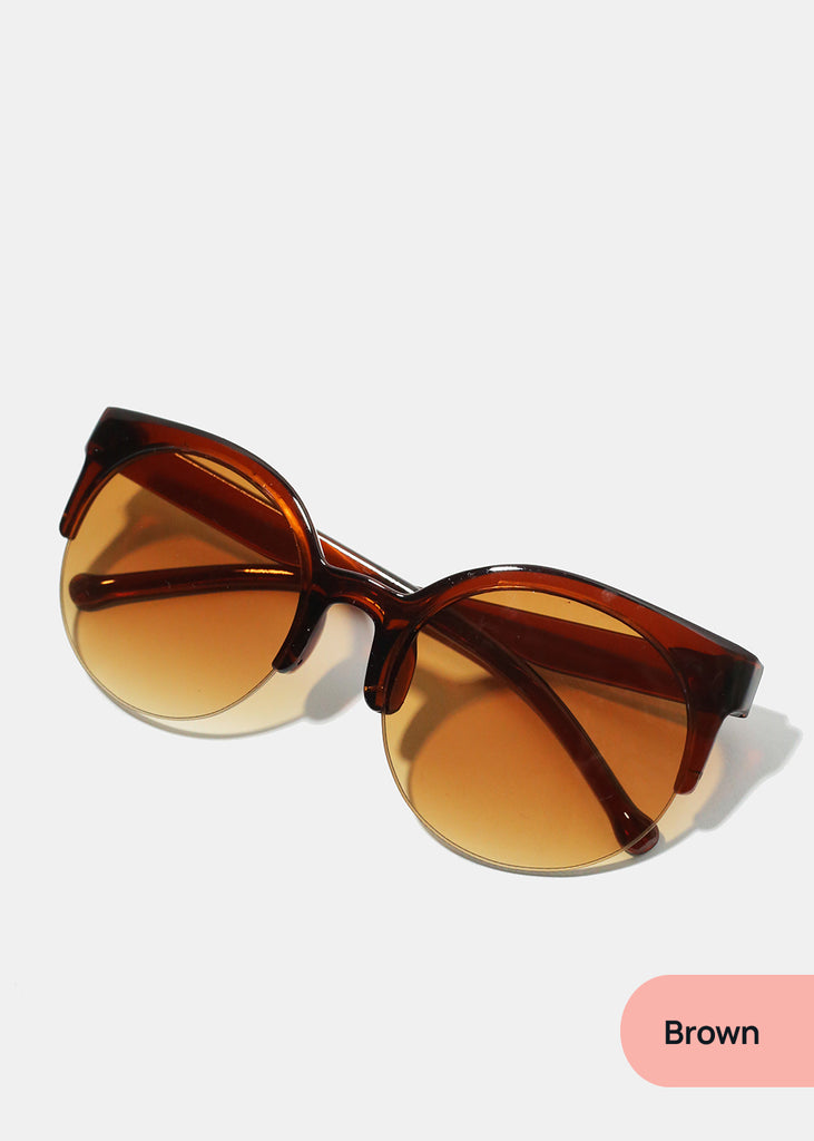 A+ Polarized Semi Rimless Frame Sunglasses Brown ACCESSORIES - Shop Miss A