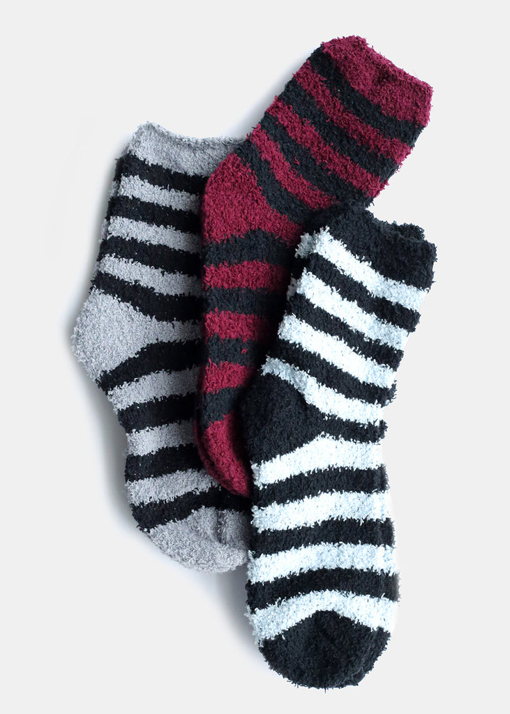 Fuzzy Socks with Stripes  ACCESSORIES - Shop Miss A