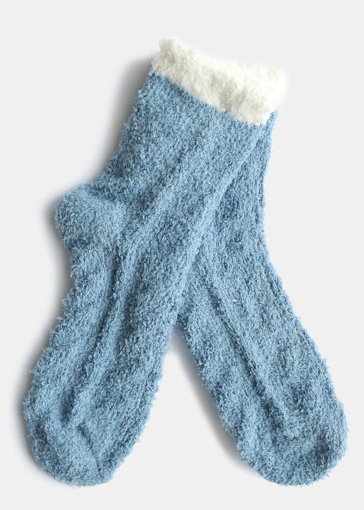 Two Tone Fuzzy Socks White/blue ACCESSORIES - Shop Miss A