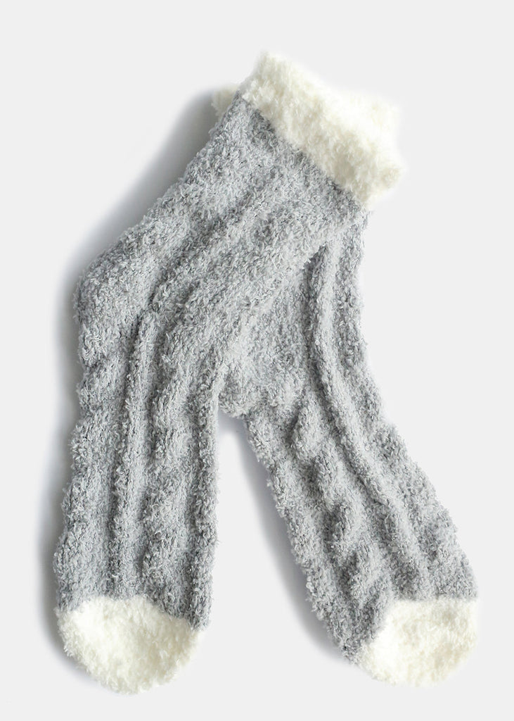 Two Tone Fuzzy Socks White/grey ACCESSORIES - Shop Miss A
