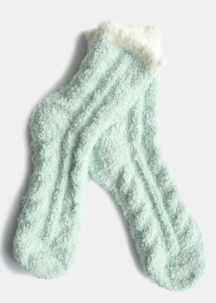Two Tone Fuzzy Socks White/mint ACCESSORIES - Shop Miss A