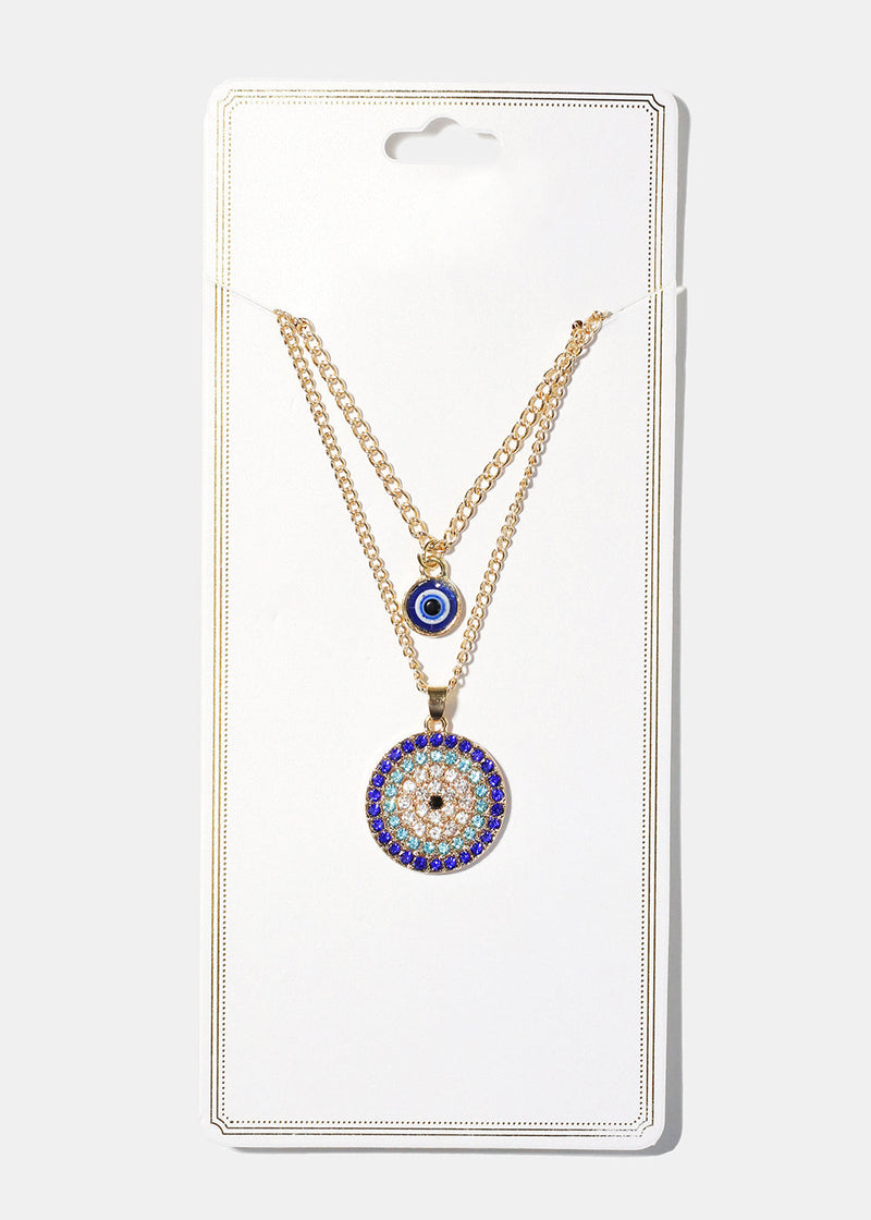 Evil Eye Layered Necklace Blue/Gold JEWELRY - Shop Miss A