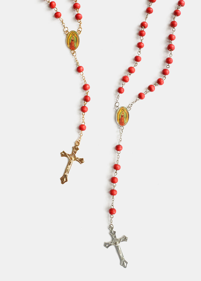Red Beaded Rosary  JEWELRY - Shop Miss A