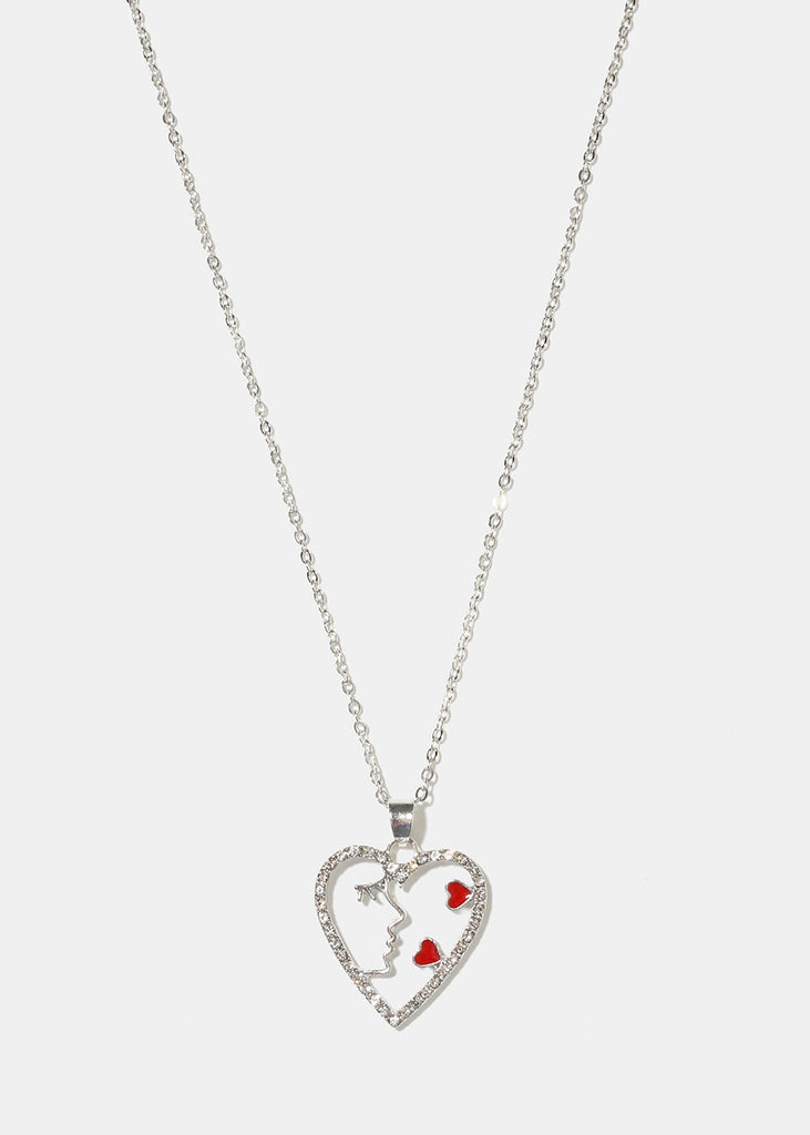 Face in Heart Necklace Silver JEWELRY - Shop Miss A