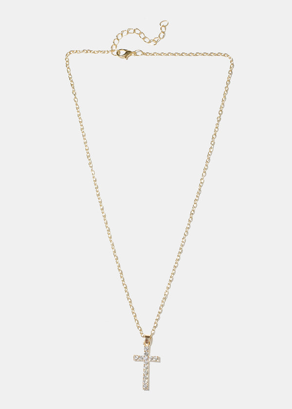 Cross Necklace with Earrings Gold JEWELRY - Shop Miss A