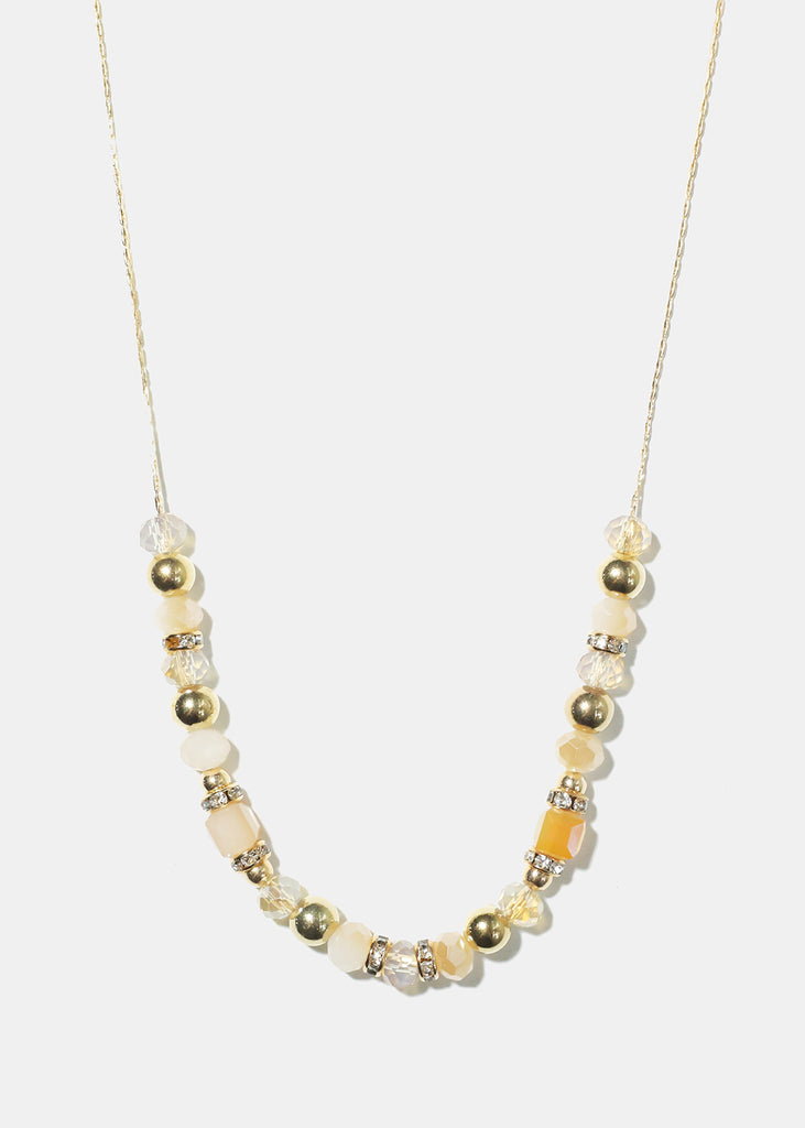 Beaded Stone Necklace Gold JEWELRY - Shop Miss A