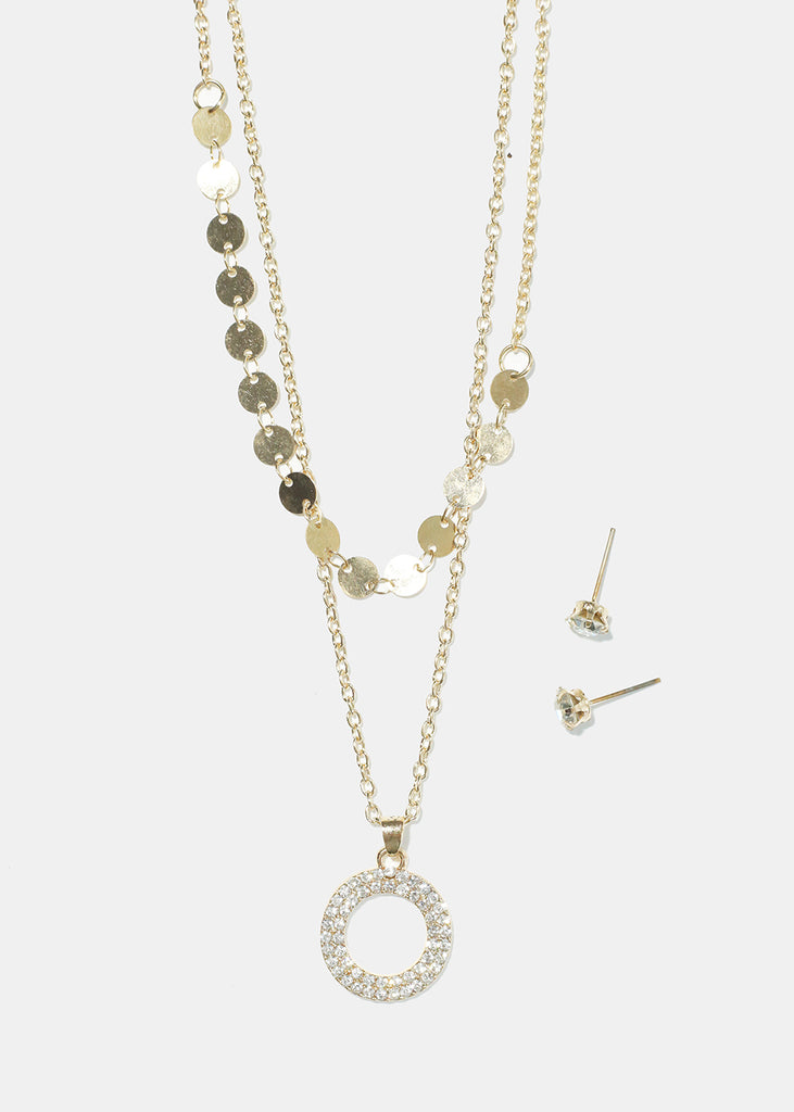 Circle & Sequin Necklace Gold JEWELRY - Shop Miss A