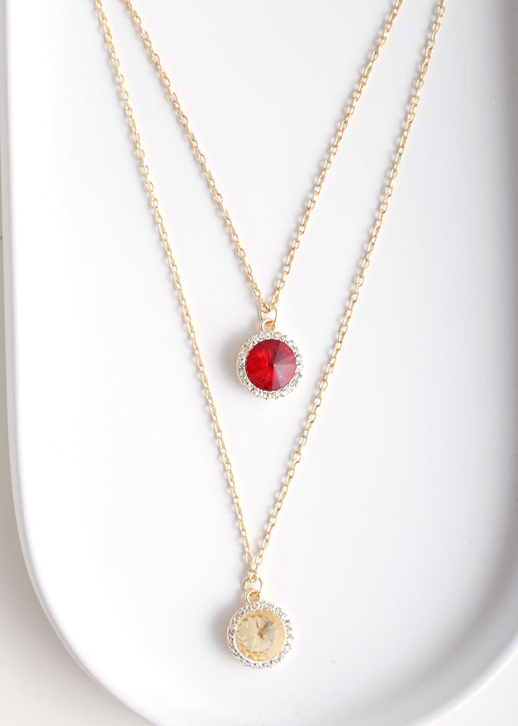 Circle Gem Layered Necklace  JEWELRY - Shop Miss A