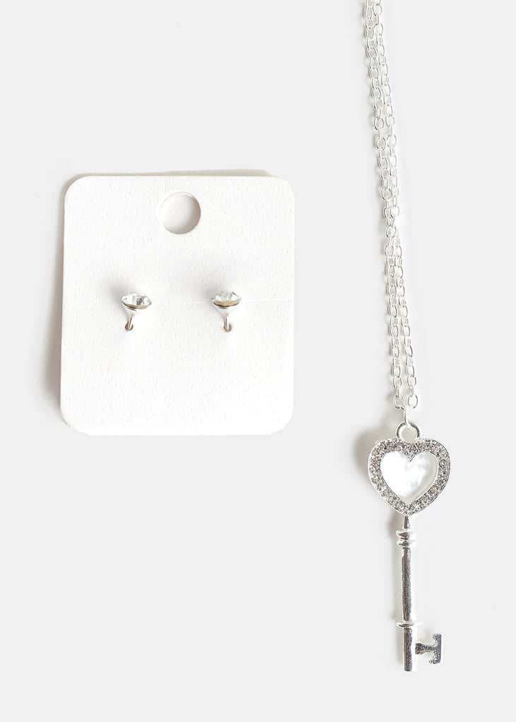 Heart Key Necklace Silver JEWELRY - Shop Miss A
