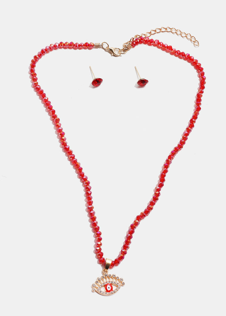 Evil Eye Beaded Necklace G. Red JEWELRY - Shop Miss A