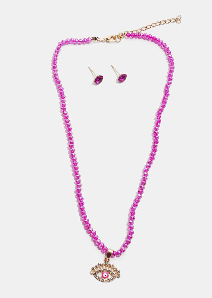 Evil Eye Beaded Necklace G. Pink JEWELRY - Shop Miss A