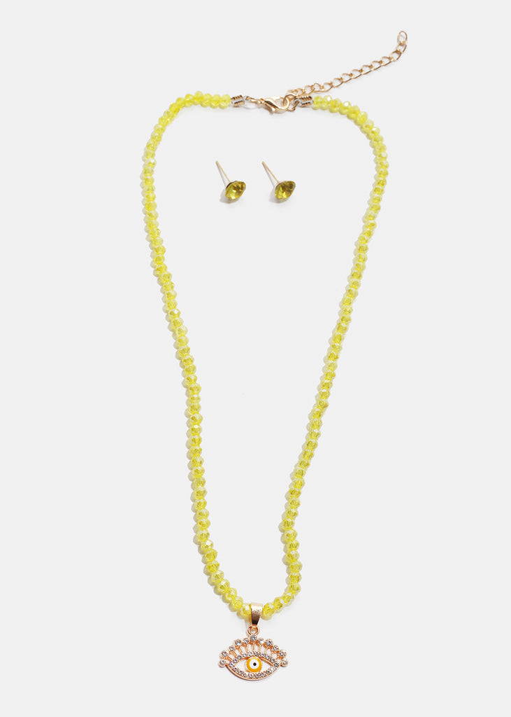 Evil Eye Beaded Necklace G. Yellow JEWELRY - Shop Miss A
