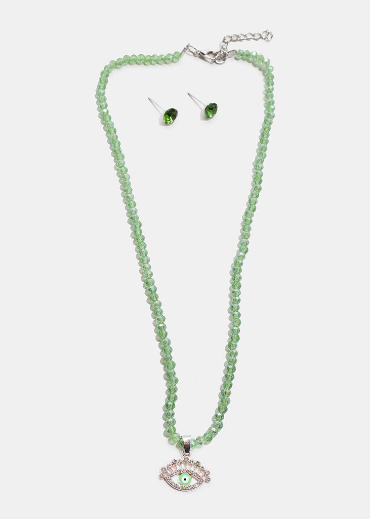 Evil Eye Beaded Necklace S. Green JEWELRY - Shop Miss A