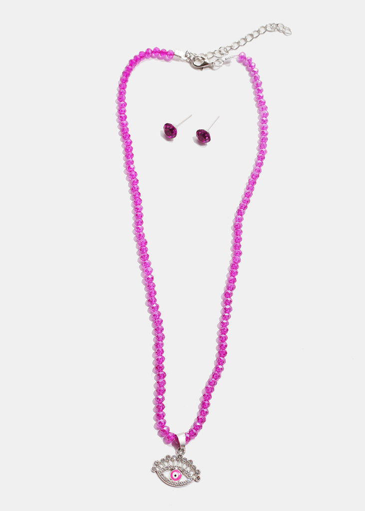 Evil Eye Beaded Necklace S. Pink JEWELRY - Shop Miss A