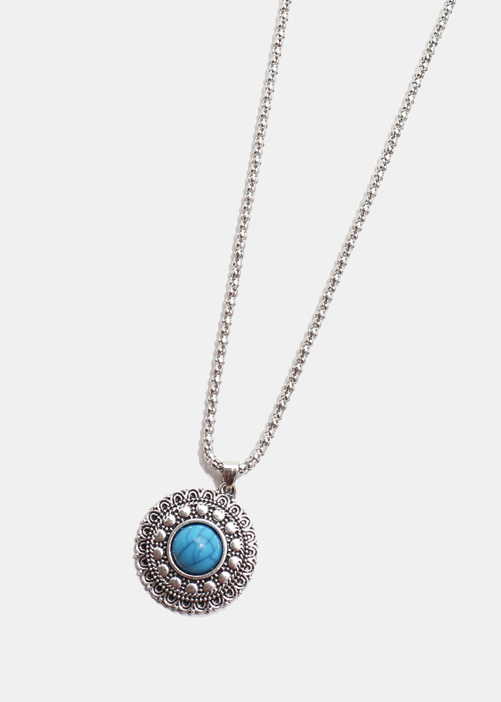 Circle Pendant Necklace Silver JEWELRY - Shop Miss A