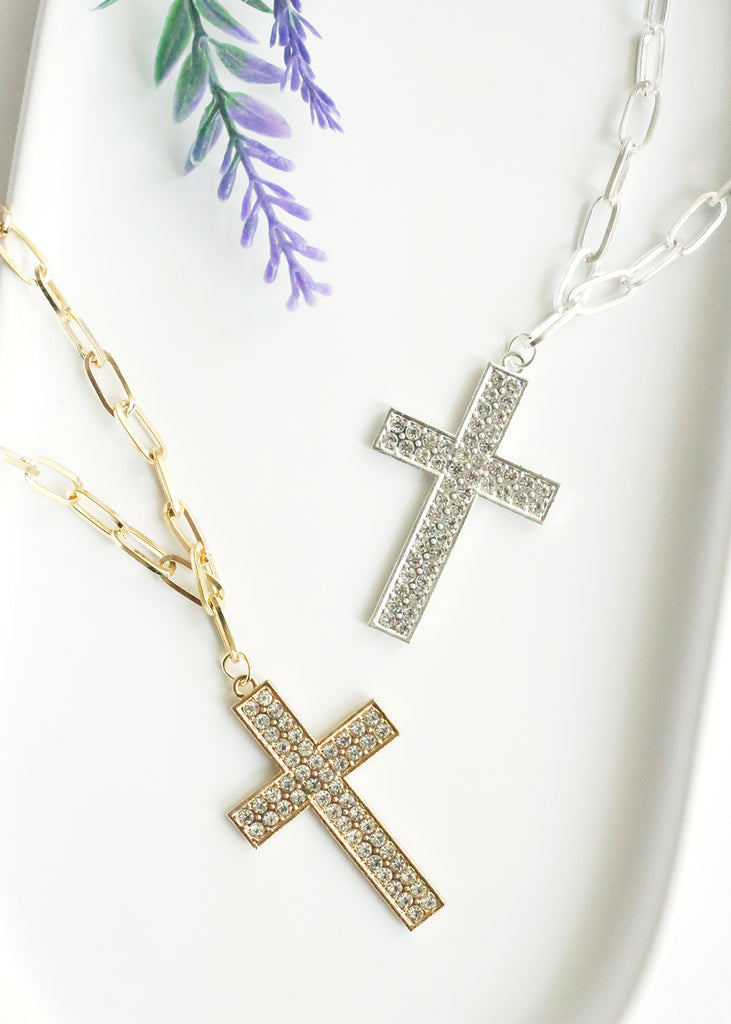 Brilliant Gold Tone Cross Pendant Necklace Sparkling White Jewel Rhinestone  Jeweled Cross on Gold Plated 18 Inch Chain Lobster Clasp - Etsy | Cross  pendant, Cross pendant necklace, Pendant