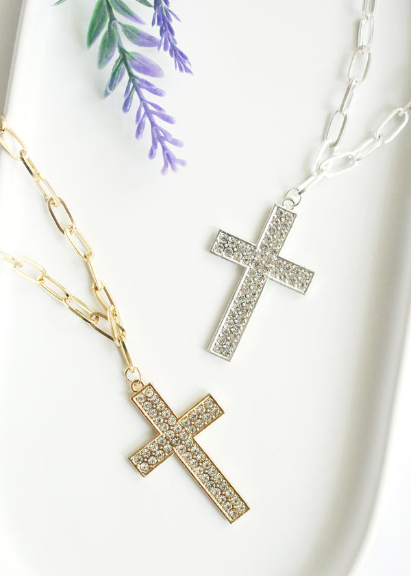 Rhinestone Cross Necklace  JEWELRY - Shop Miss A